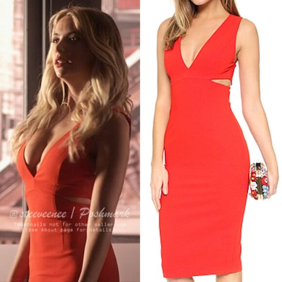 NWT Alice + Olivia Riki Fitted Dress With Waist Cutout ASO Hanna Marin - Picture 2 of 11